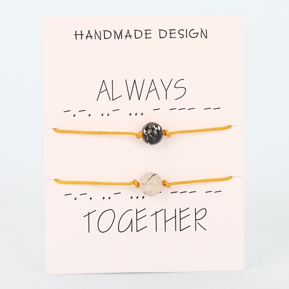 Jewelry - 8MM Lava Stone Yellow Rope Bracelet Set & Card